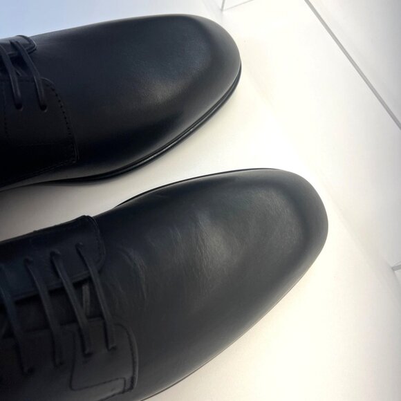 Ferragamo Fosco Men Leather Shoes Black Derby Oxfords Size 9.5 - Picture 12 of 13